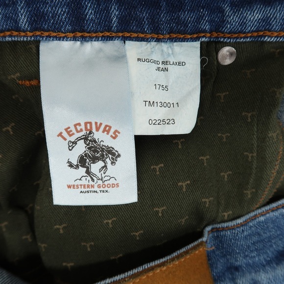 Tecovas Rugged Relaxed Mens Jeans 34x30 Blue Western Denim Straight Leg - Picture 8 of 9